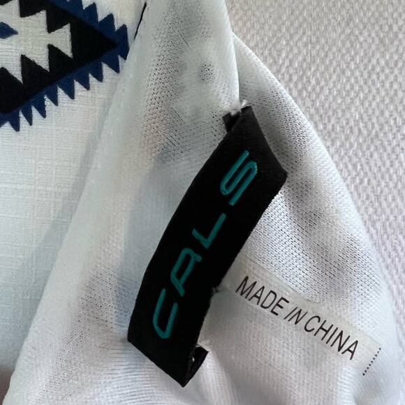 CALS mini dress. sz. Small Black & blue Graphic pattern gold chain belt. #0592 - Picture 8 of 9